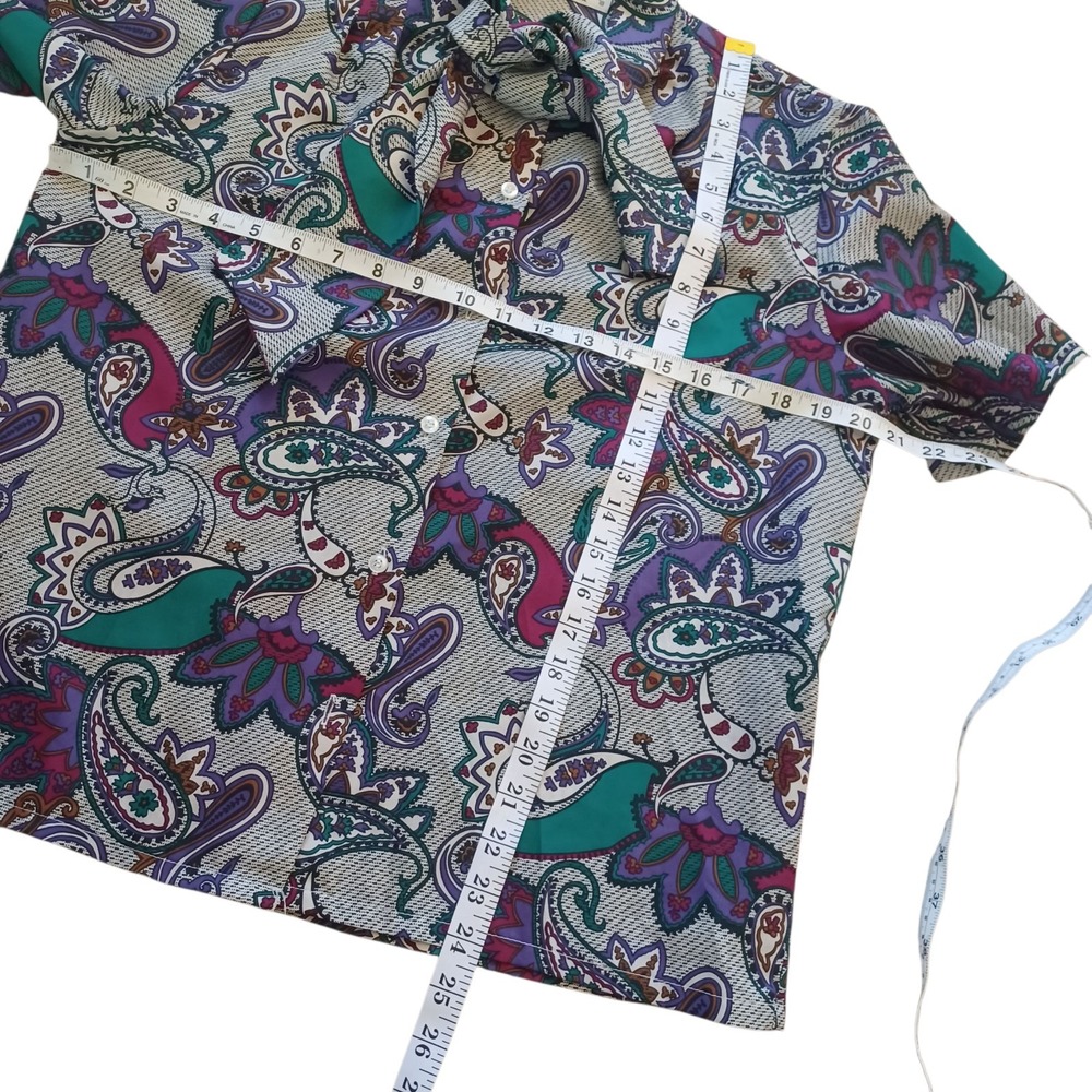 Lucky Winner Vintage Paisley Blouse Elegant Eclectic Funky Retro Print Blouse - Picture 6 of 9